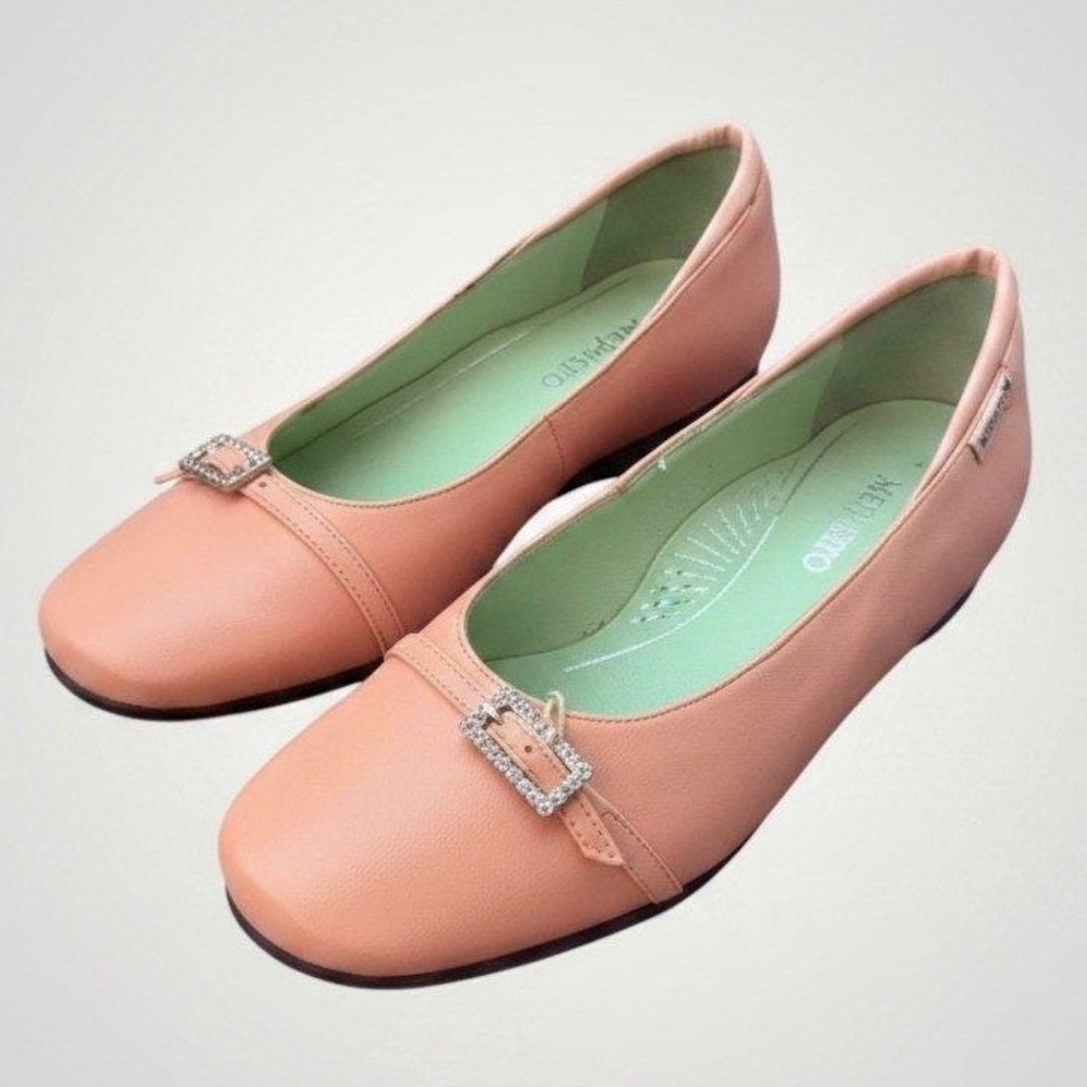 Mephisto Giacinta Ballet Flats Women 7 Rose Pink Leather Rhinestone French Luxe